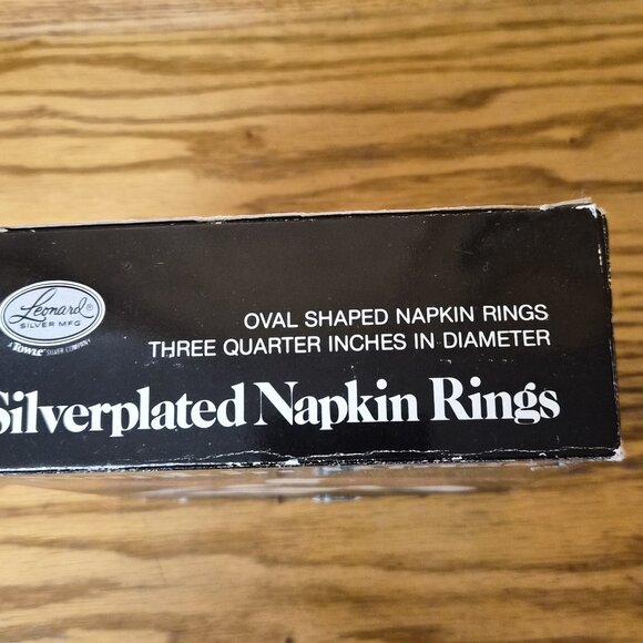 VTG Leonard Silverplate Napkin Rings Set of 4 Oval Colorful Patina Brutalist - Picture 3 of 5